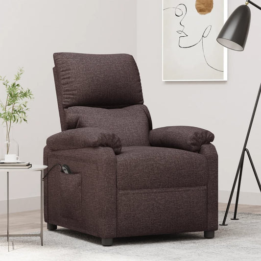 Elektrické Polohovací Křeslo Tmavě Hnědé Textil