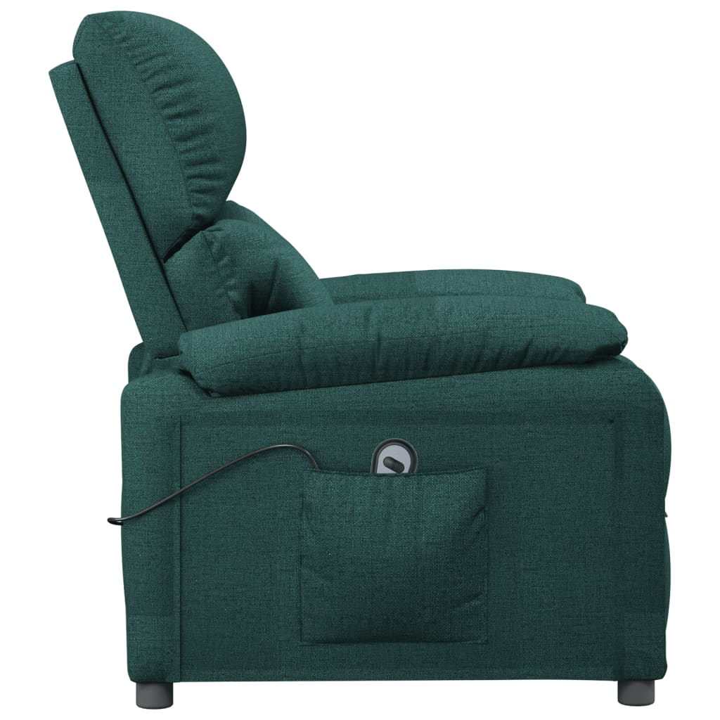 Elektrické Polohovací Křeslo Tmavě Zelené Textil