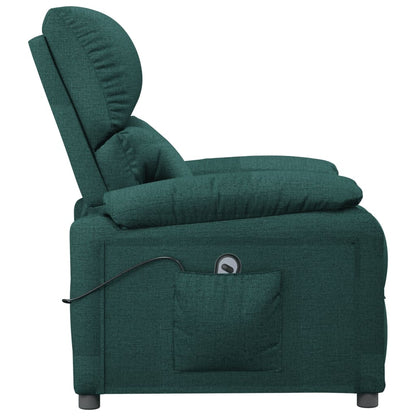 Elektrické Polohovací Křeslo Tmavě Zelené Textil