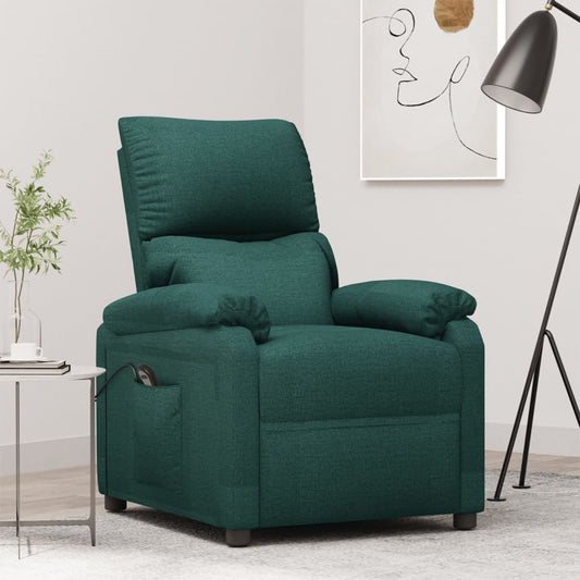 Elektrické Polohovací Křeslo Tmavě Zelené Textil