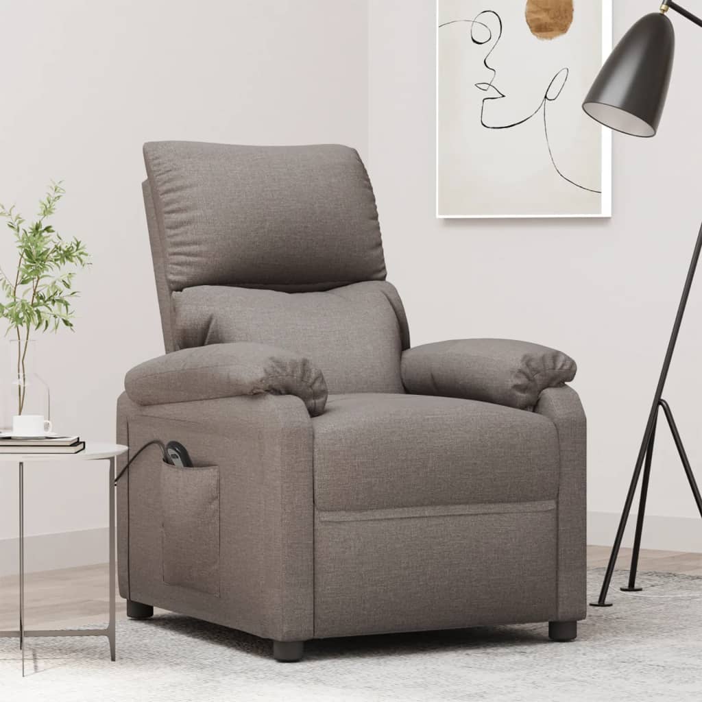 Elektrické Polohovací Křeslo Taupe Textil