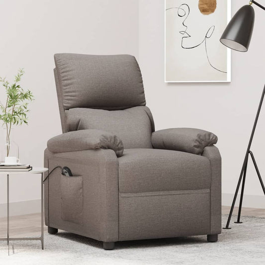 Elektrické Polohovací Křeslo Taupe Textil