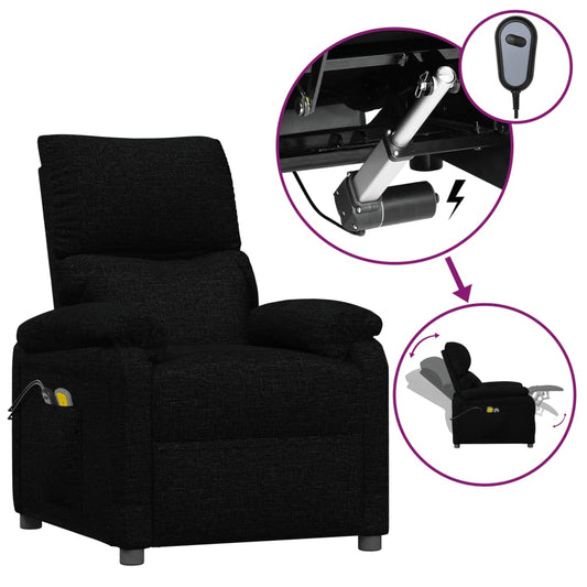 Elektrické Masážní Křeslo Černé Textil