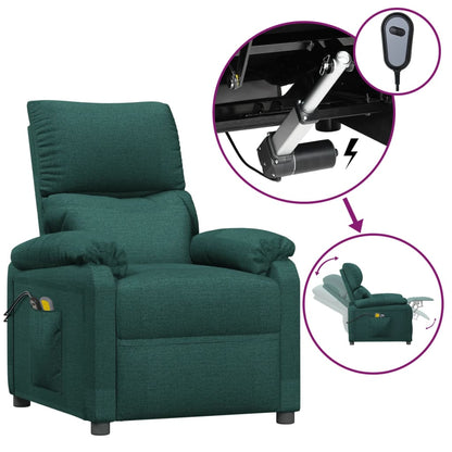 Elektrické Masážní Křeslo Tmavě Zelené Textil