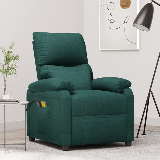 Elektrické Masážní Křeslo Tmavě Zelené Textil