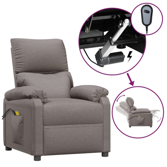 Elektrické Masážní Křeslo Taupe Textil