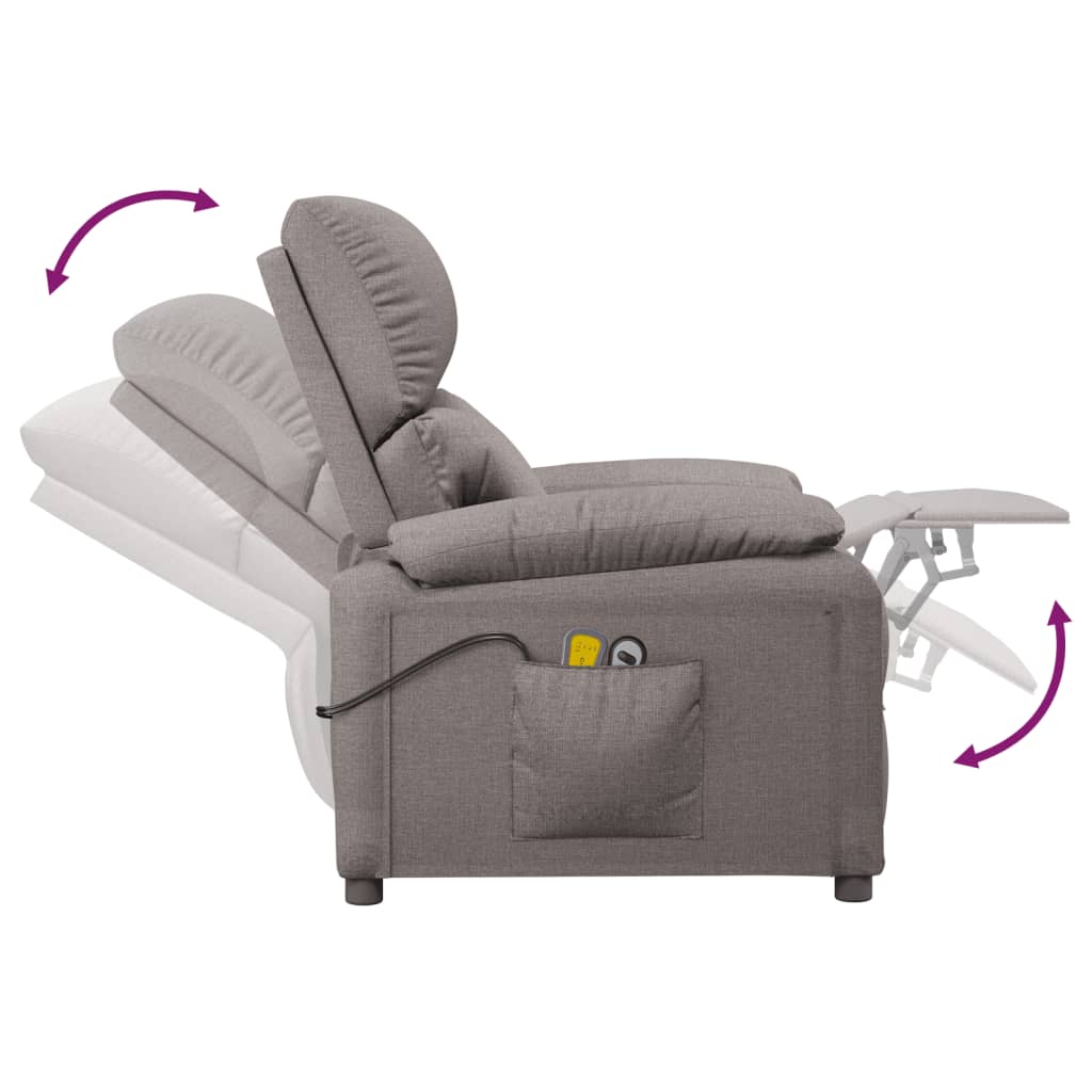 Elektrické Masážní Křeslo Taupe Textil