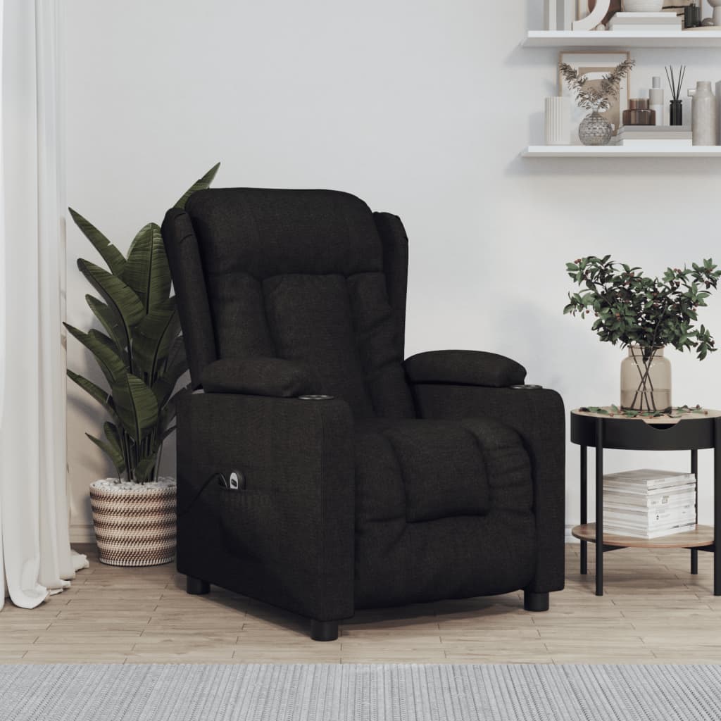Elektrické Polohovací Křeslo Černé Textil