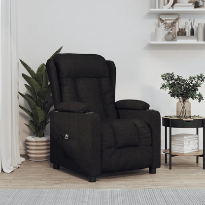 Elektrické Polohovací Křeslo Černé Textil