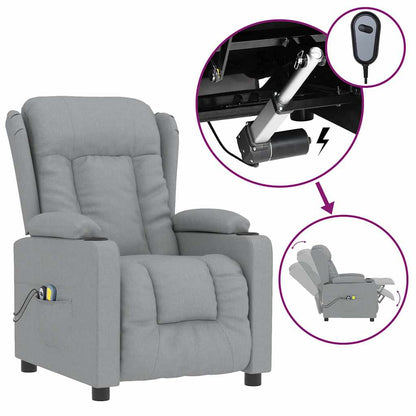 Elektrické Masážní Křeslo Světle Šedé Textil