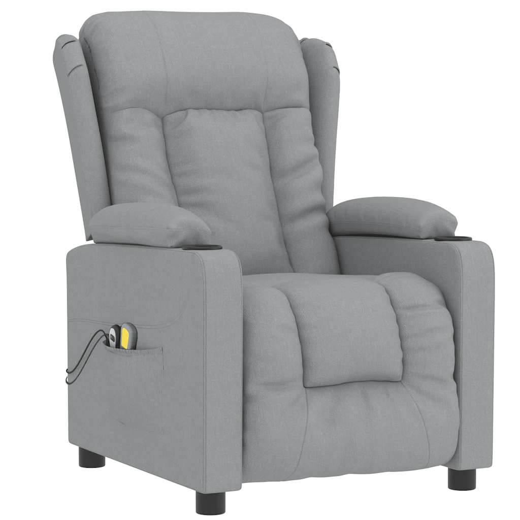 Elektrické Masážní Křeslo Světle Šedé Textil