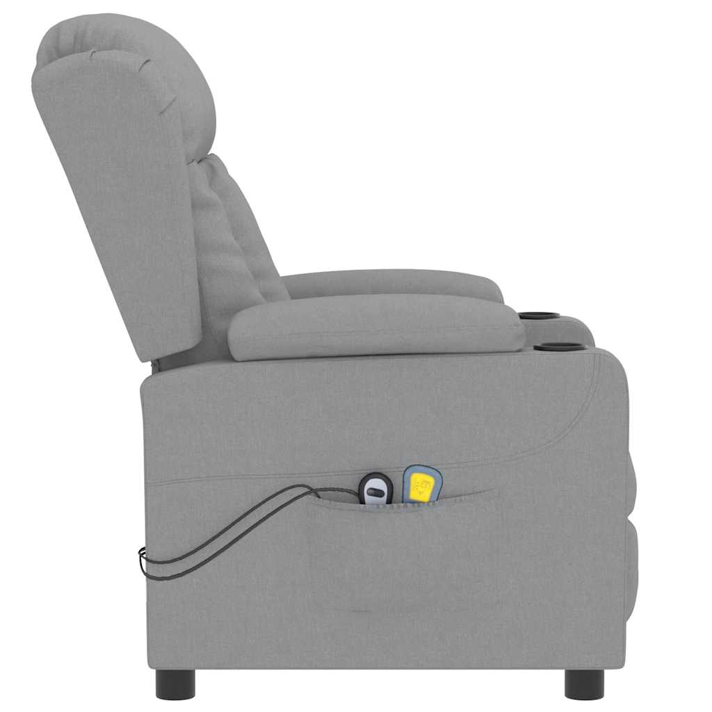 Elektrické Masážní Křeslo Světle Šedé Textil