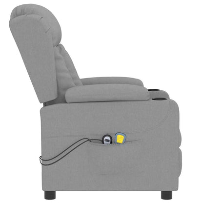 Elektrické Masážní Křeslo Světle Šedé Textil