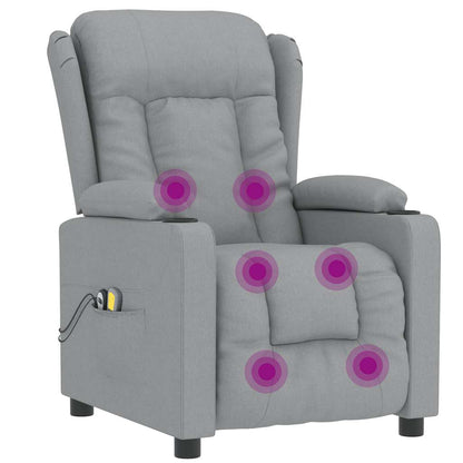 Elektrické Masážní Křeslo Světle Šedé Textil