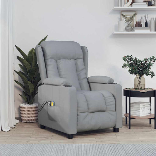 Elektrické Masážní Křeslo Světle Šedé Textil