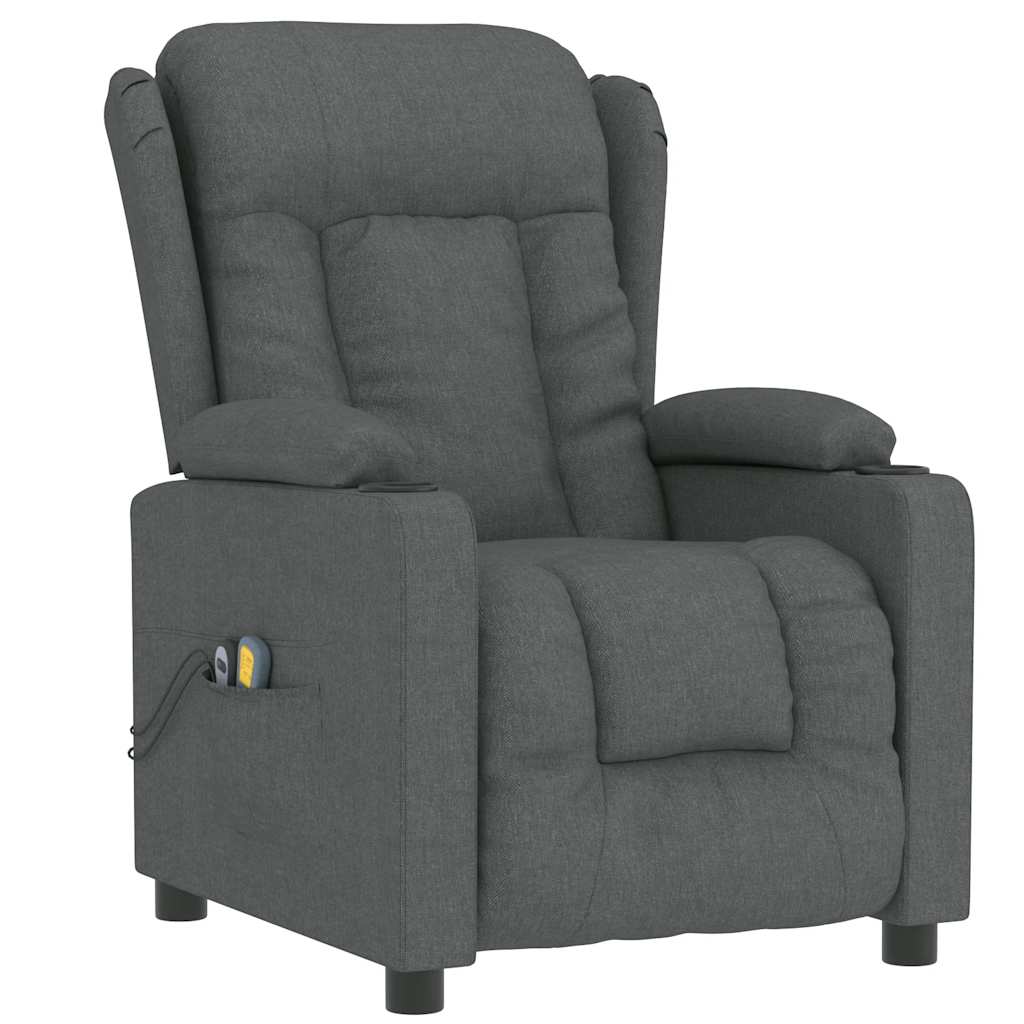 Elektrické Masážní Křeslo Tmavě Šedé Textil