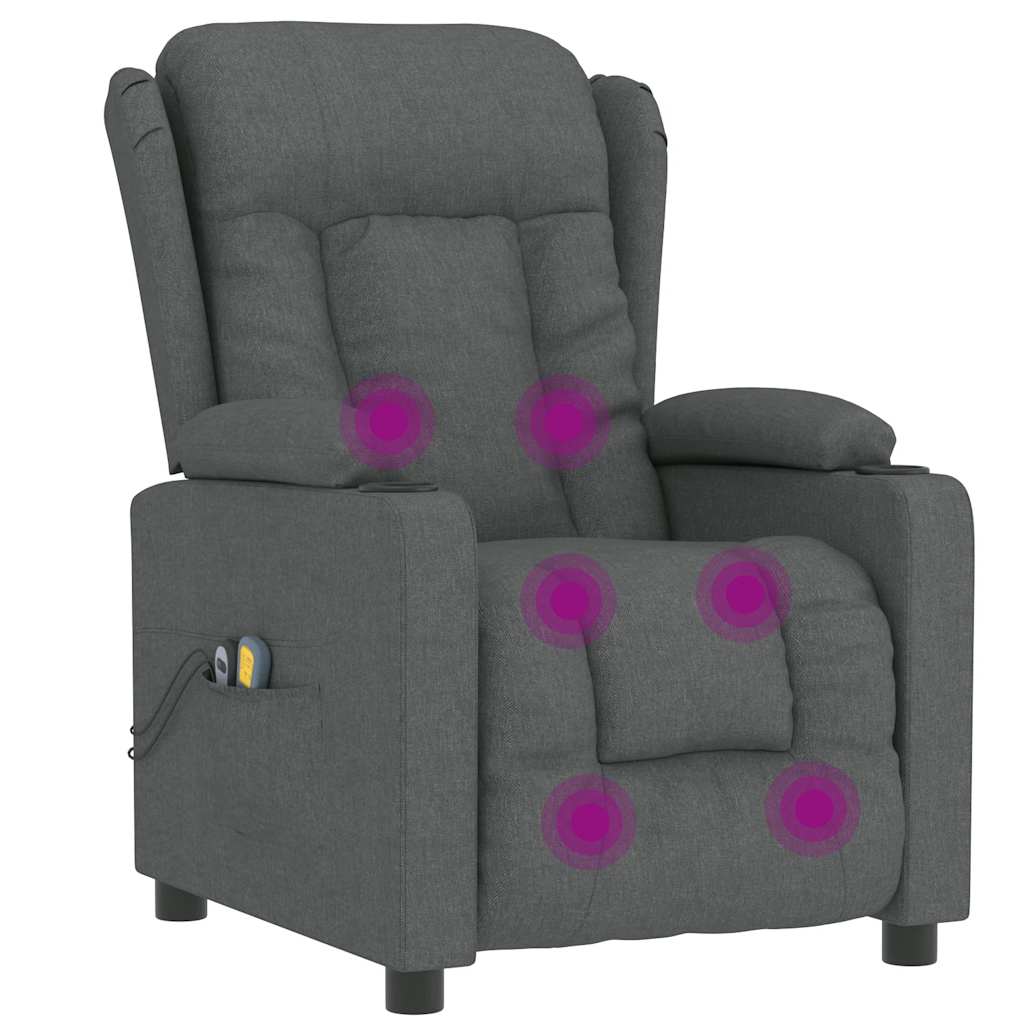 Elektrické Masážní Křeslo Tmavě Šedé Textil