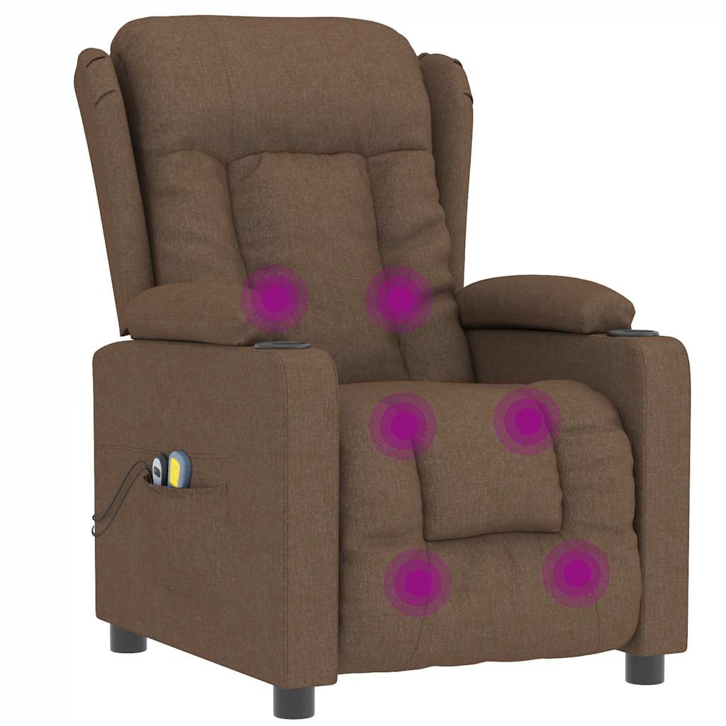Elektrické Masážní Křeslo Hnědé Textil