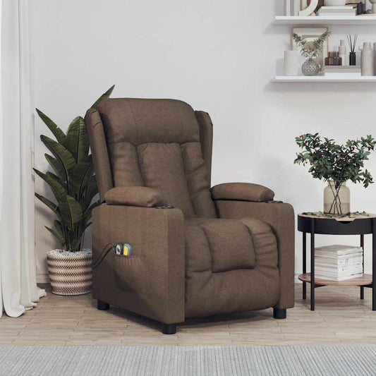 Elektrické Masážní Křeslo Hnědé Textil