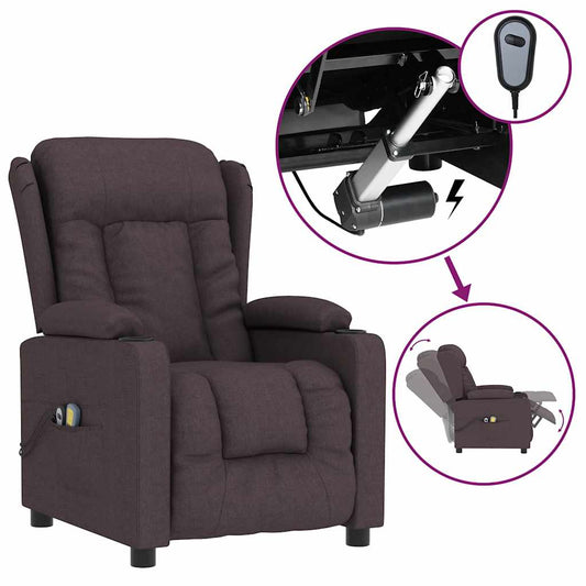 Elektrické Masážní Křeslo Tmavě Hnědé Textil
