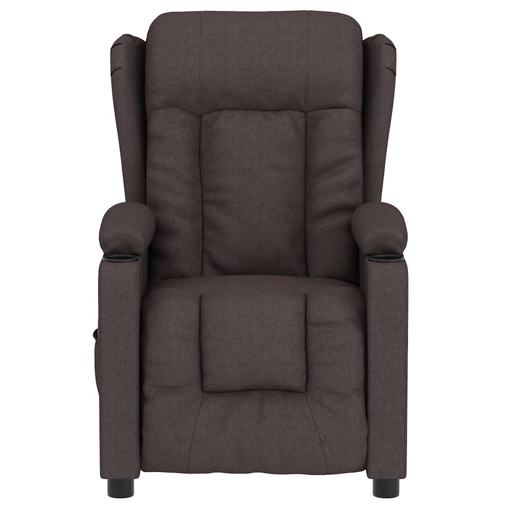 Elektrické Masážní Křeslo Tmavě Hnědé Textil