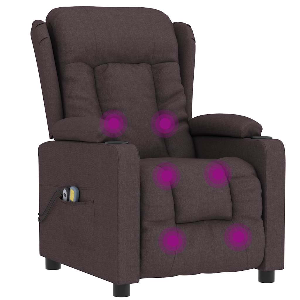 Elektrické Masážní Křeslo Tmavě Hnědé Textil