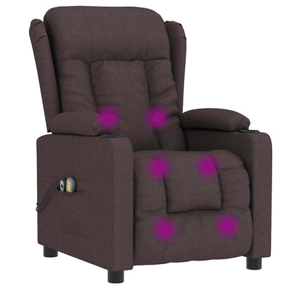 Elektrické Masážní Křeslo Tmavě Hnědé Textil