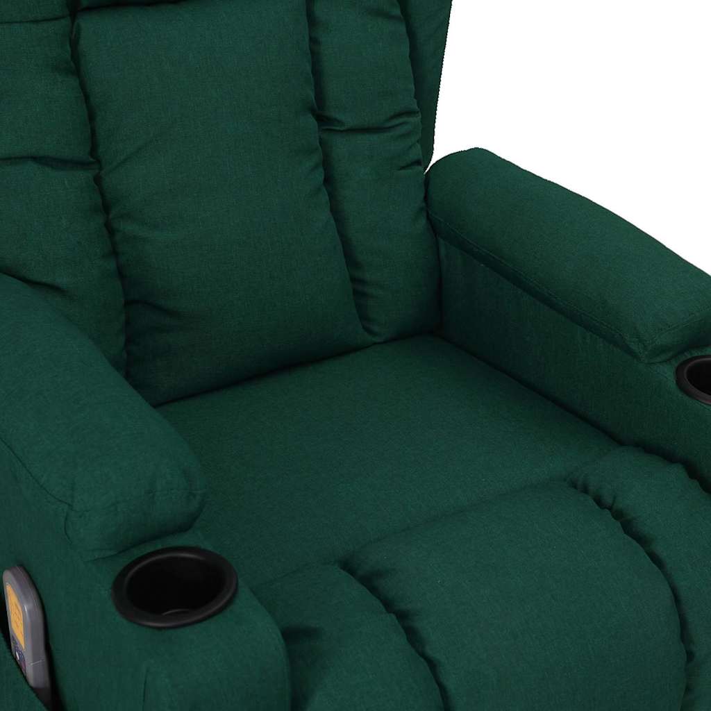 Elektrické Masážní Křeslo Tmavě Zelené Textil