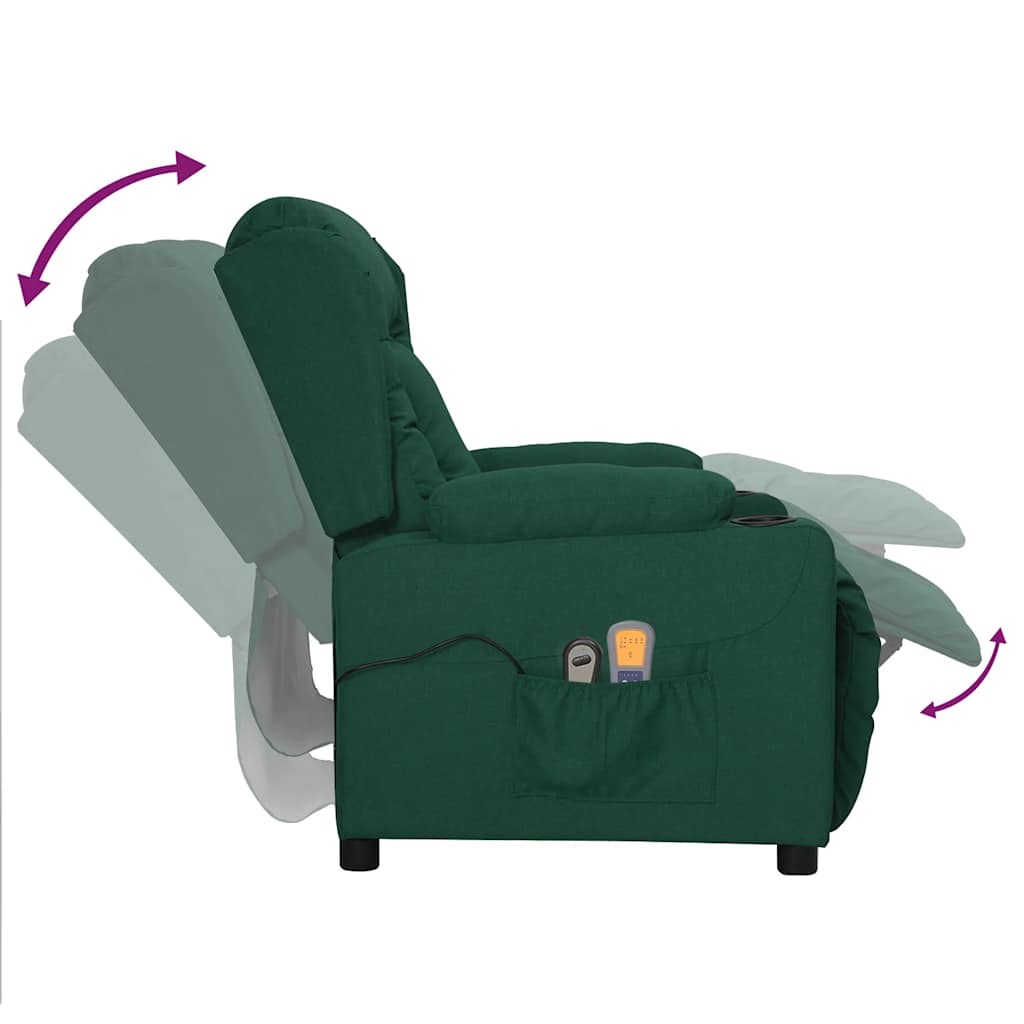 Elektrické Masážní Křeslo Tmavě Zelené Textil
