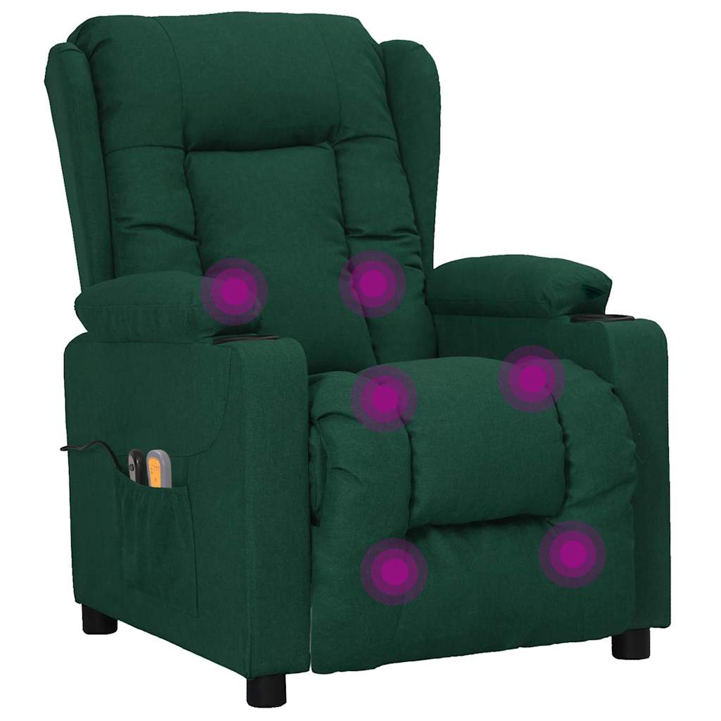 Elektrické Masážní Křeslo Tmavě Zelené Textil