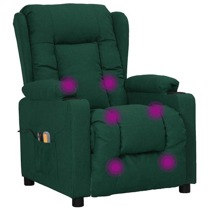 Elektrické Masážní Křeslo Tmavě Zelené Textil
