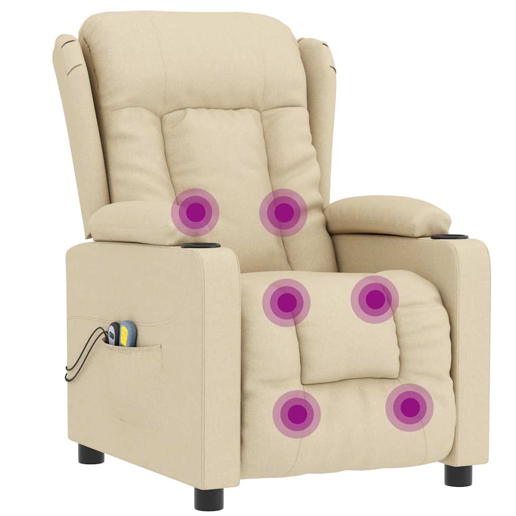 Elektrické Masážní Křeslo Krémové Textil