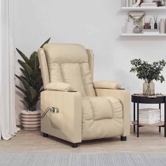 Elektrické Masážní Křeslo Krémové Textil
