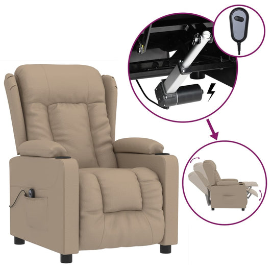 Elektrické Polohovací Křeslo Cappuccino Umělá Kůže