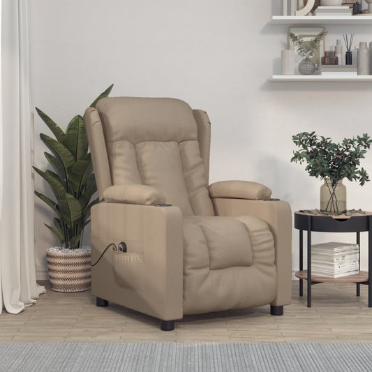 Elektrické Polohovací Křeslo Cappuccino Umělá Kůže