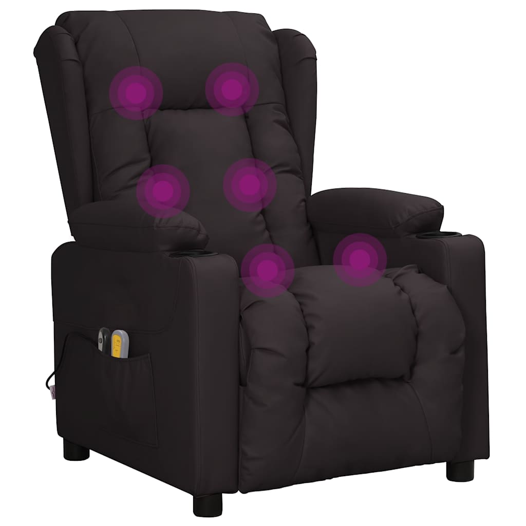 Elektrické Masážní Křeslo Černé Umělá Kůže