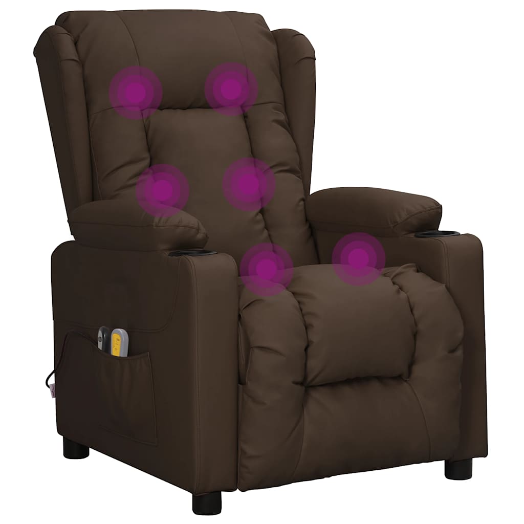 Elektrické Masážní Křeslo Hnědé Umělá Kůže