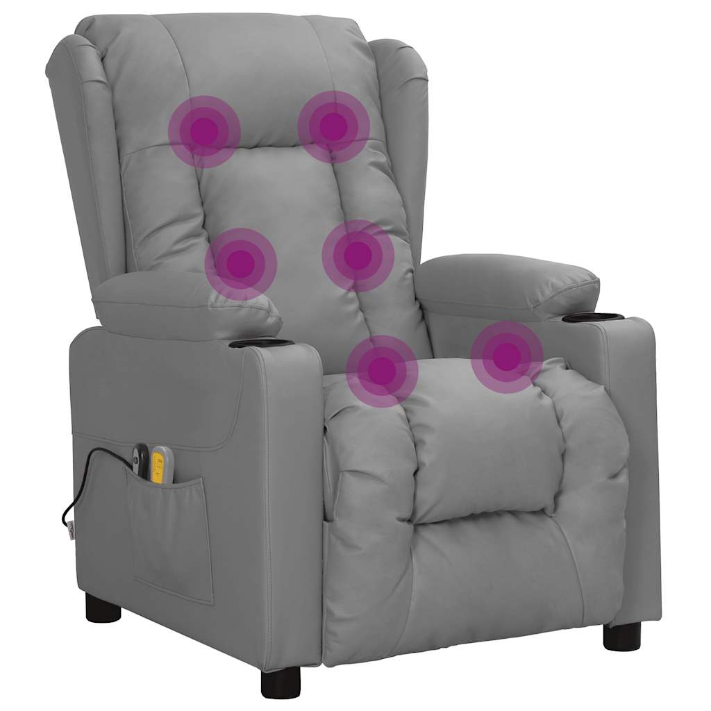 Elektrické Masážní Křeslo Šedé Umělá Kůže