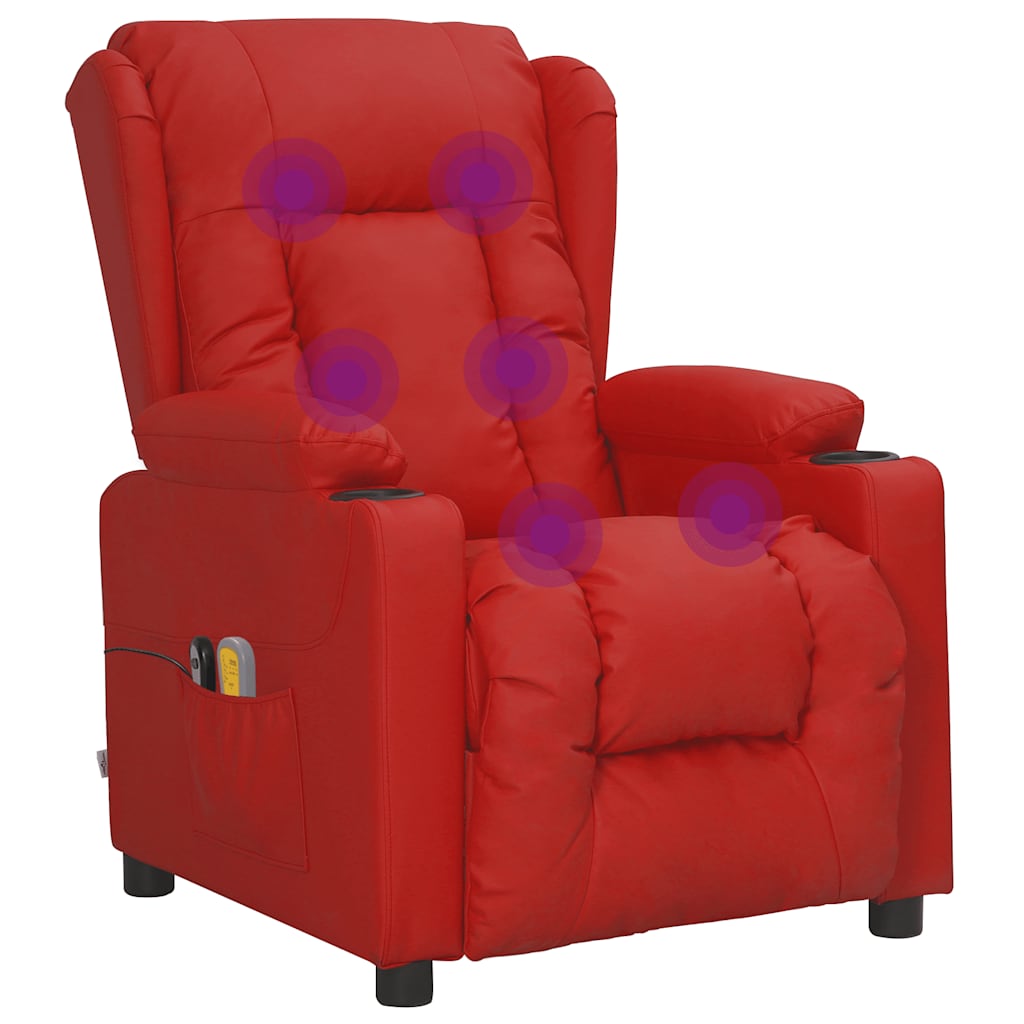Elektrické Masážní Křeslo Vínové Umělá Kůže