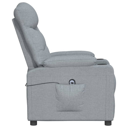 Elektrické Polohovací Křeslo Světle Šedé Textil
