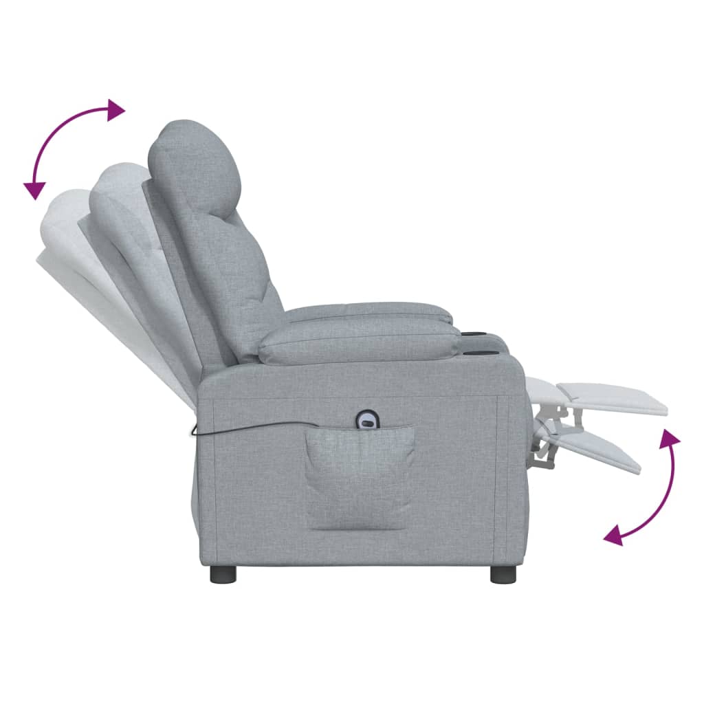 Elektrické Polohovací Křeslo Světle Šedé Textil