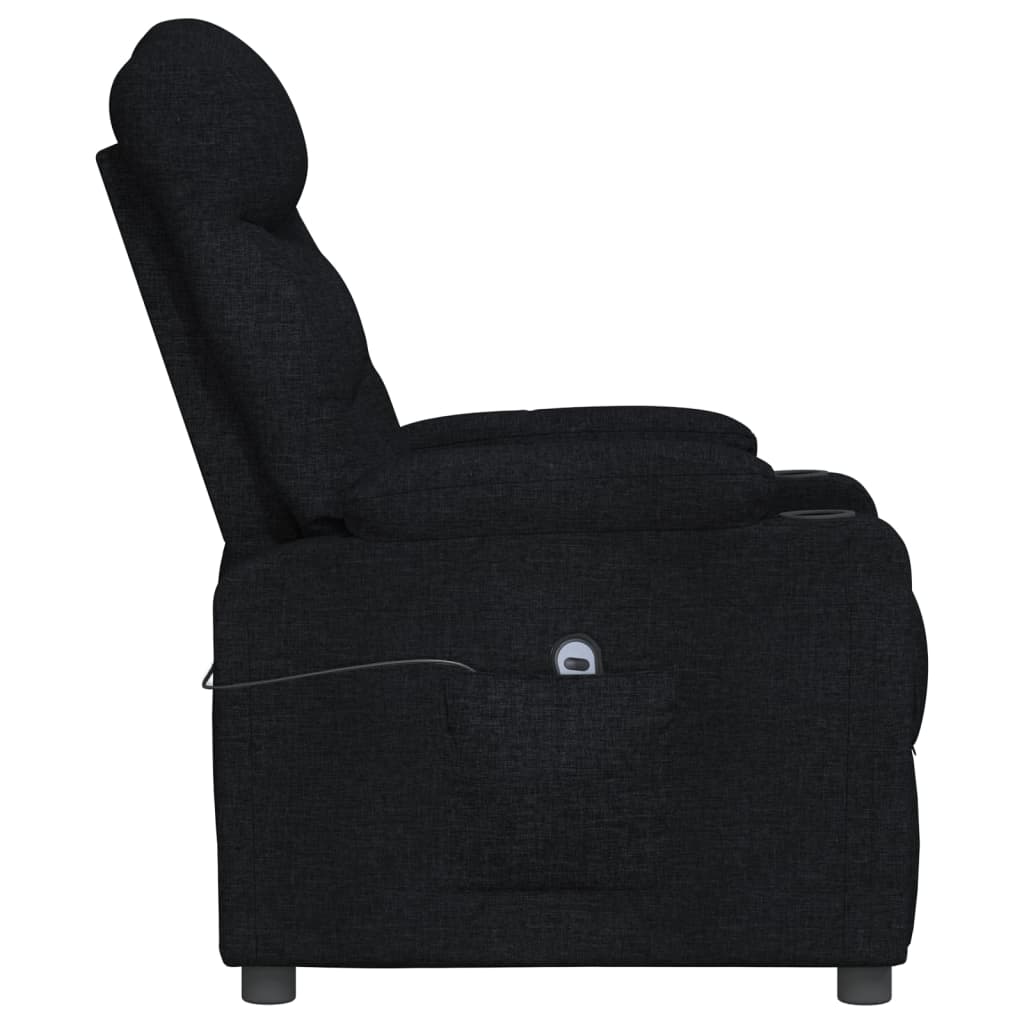 Elektrické Polohovací Křeslo Černé Textil