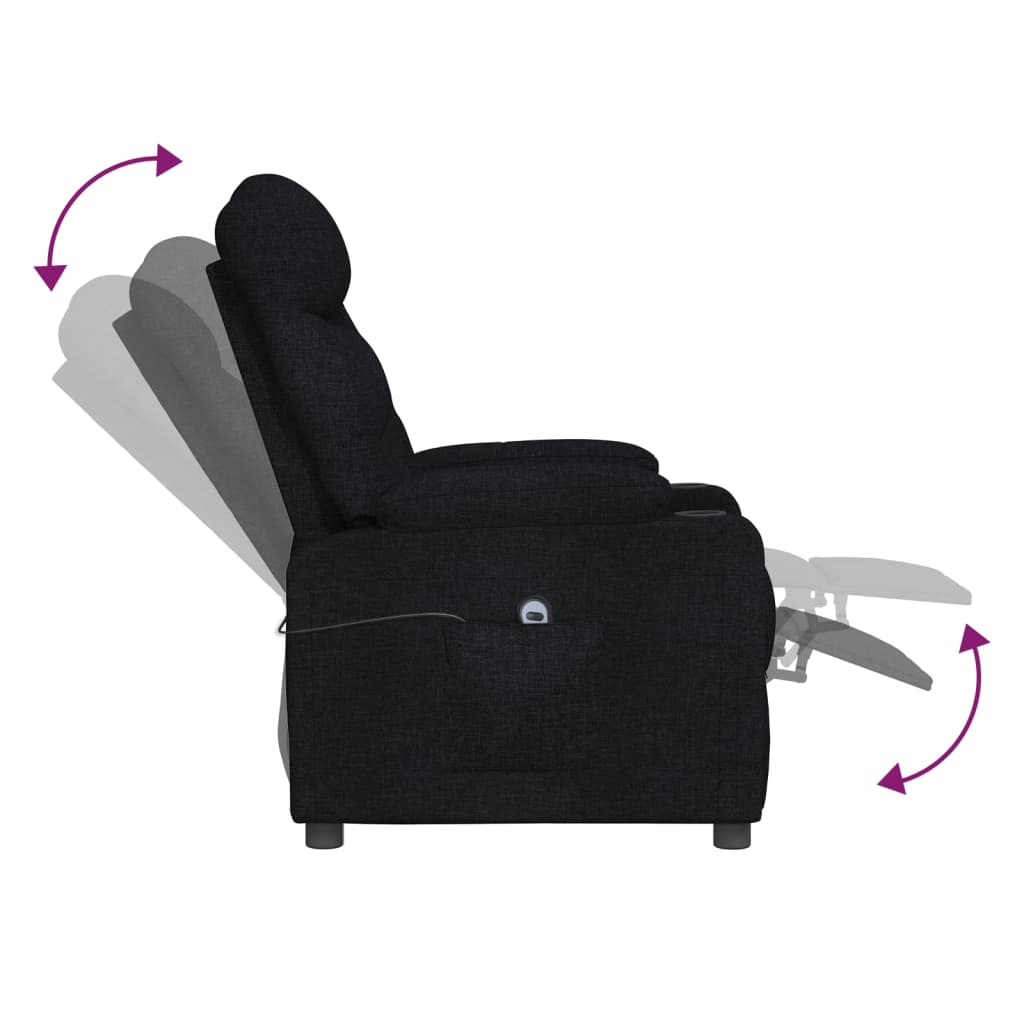 Elektrické Polohovací Křeslo Černé Textil