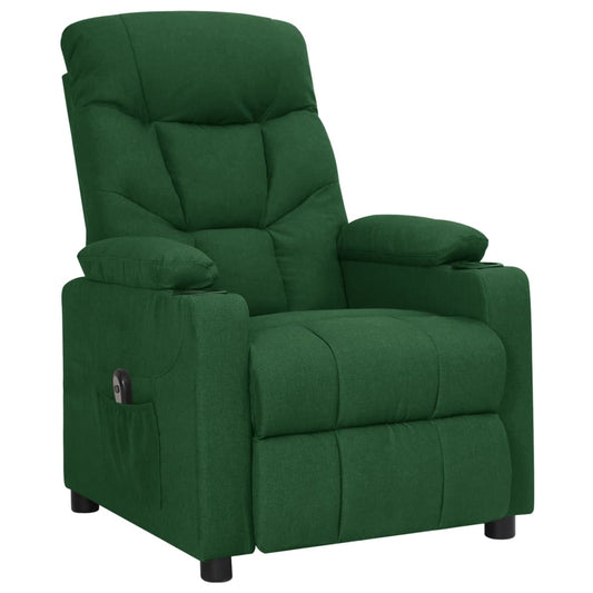 Elektrické Polohovací Křeslo Tmavě Zelené Textil