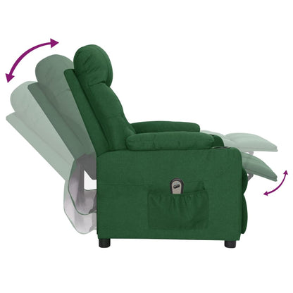 Elektrické Polohovací Křeslo Tmavě Zelené Textil