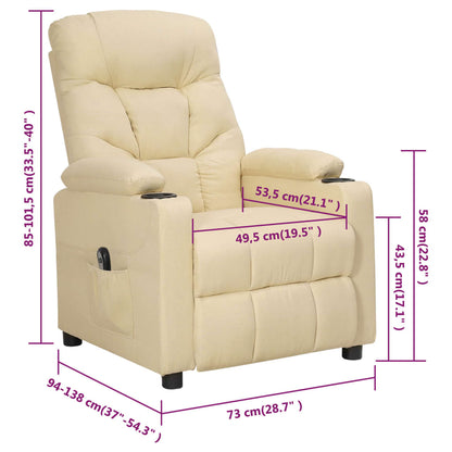 Elektrické Polohovací Křeslo Krémové Textil