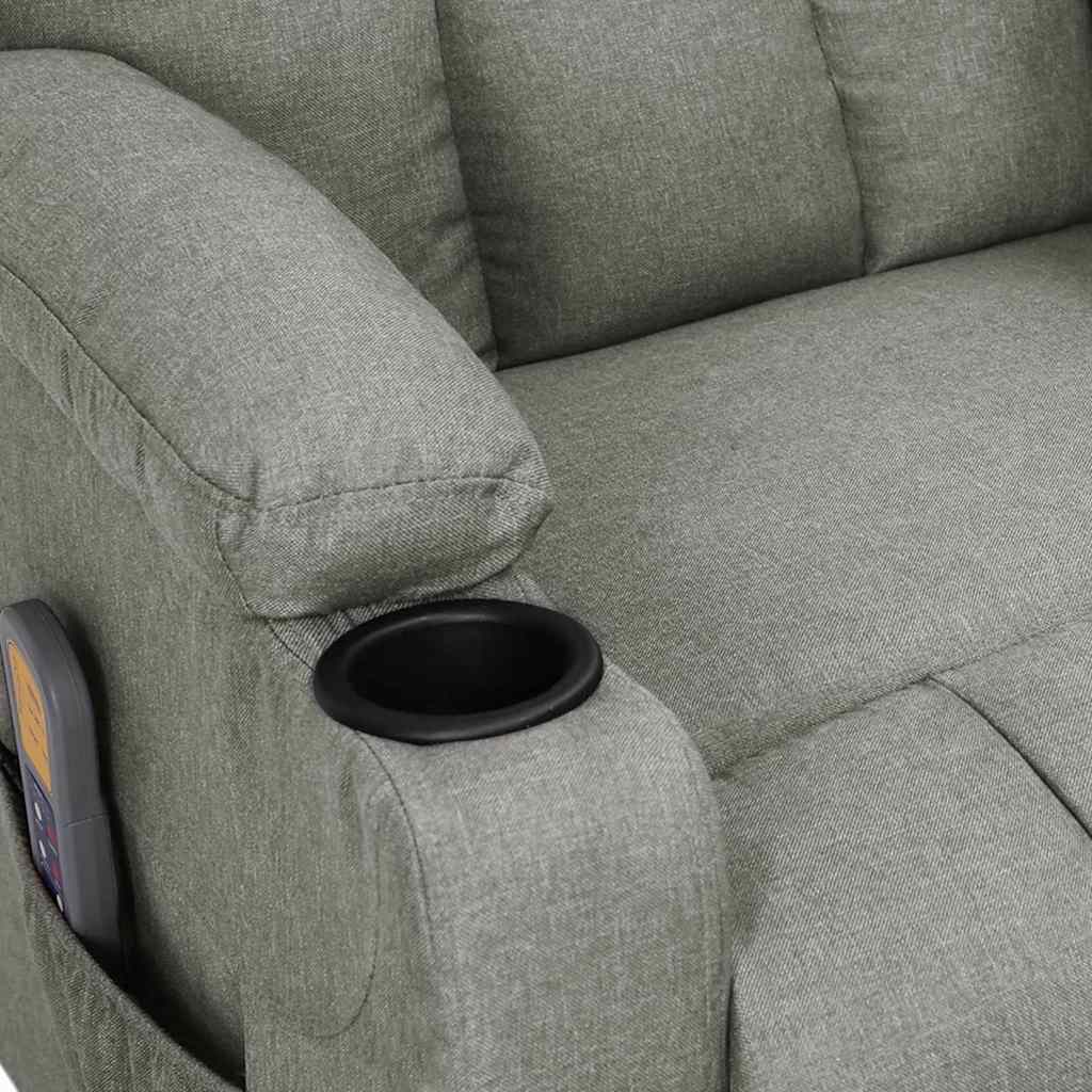 Elektrické Masážní Křeslo Světle Šedé Textil