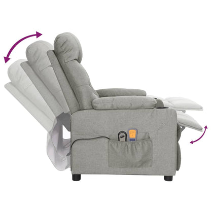 Elektrické Masážní Křeslo Světle Šedé Textil