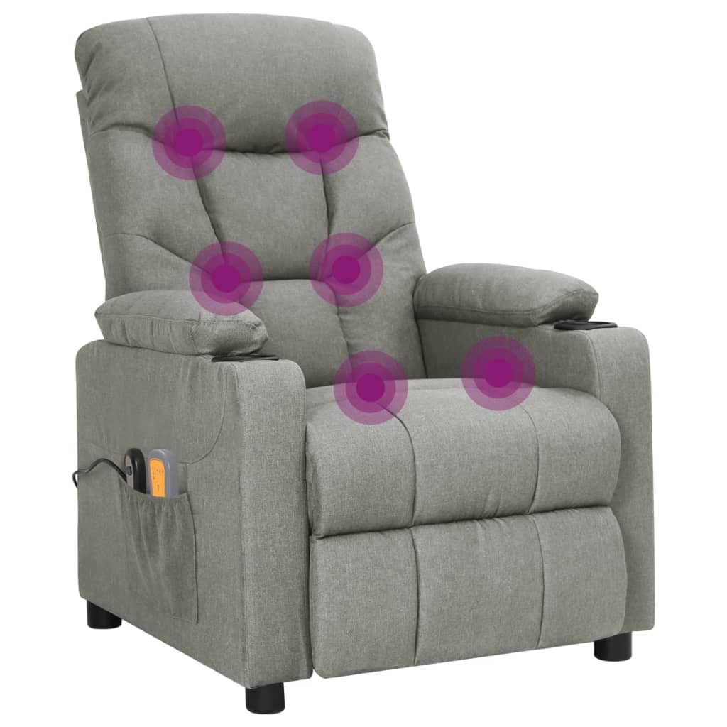 Elektrické Masážní Křeslo Světle Šedé Textil