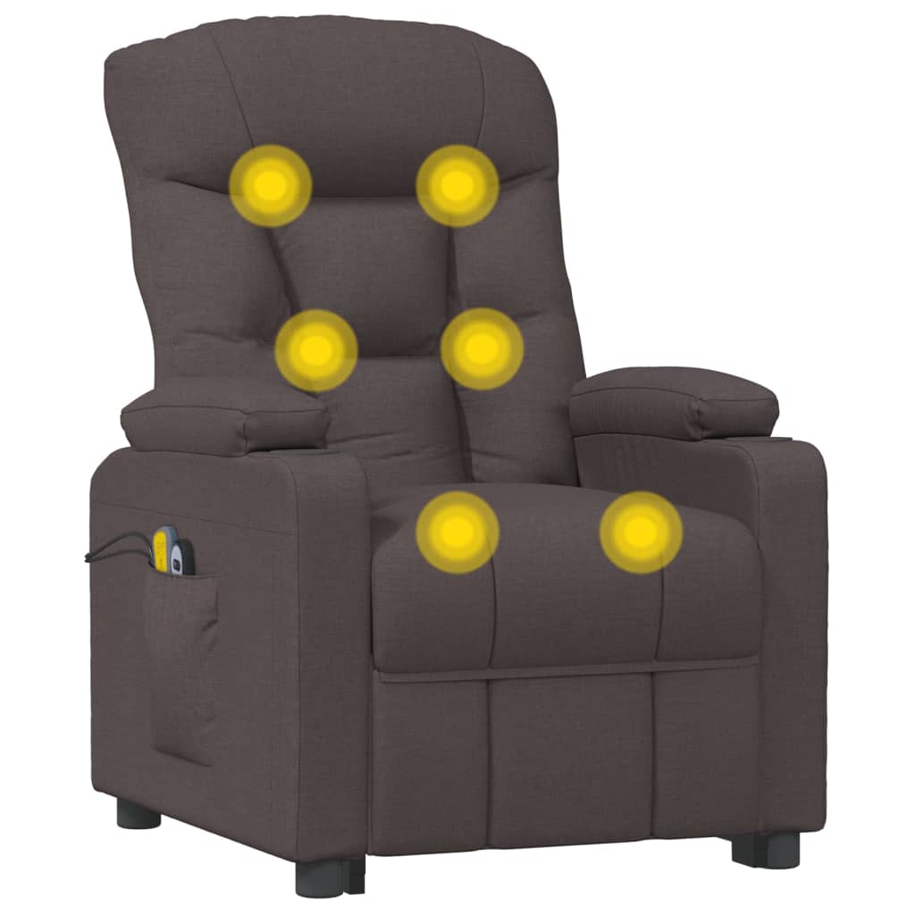 Elektrické Masážní Křeslo Tmavě Hnědé Textil